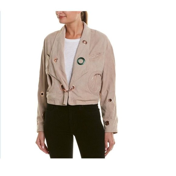 $798 Diesel Women’s Suede L-Isac Leather Jacket Metal Eyelets Size XS